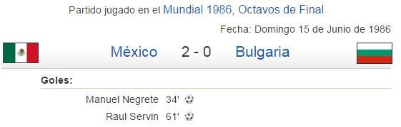 Octavos de final Mexico vs Bulgaria Mundial 86